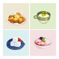 Rule 34 | abaoyin, absurdres, blueberry, food, food focus, fruit, highres, no humans, original, painttool sai (medium), shaved ice, simple background, smoothie, strawberry