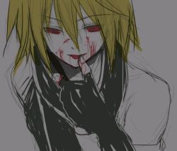 Rule 34 | 00s, 1boy, blonde hair, blood, emil castagnier, image sample, kurosu peke, licking, male focus, md5 mismatch, pixiv sample, red eyes, resolution mismatch, scarf, solo, source larger, tales of (series), tales of symphonia, tales of symphonia: dawn of the new world, tongue