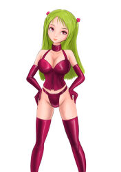Rule 34 | bdsm, bondage, bound, coco (pixiv artist 1131293), collar, corset, elbow gloves, gloves, green hair, latex, latex gloves, looking at viewer, panties, red eyes, thighhighs, underwear