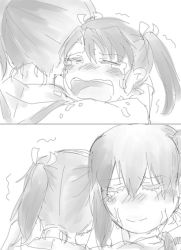 Rule 34 | 10s, 2girls, = =, blush, close-up, comic, crying, gentletiger, greyscale, hair ribbon, japanese clothes, kaga (kancolle), kantai collection, long hair, monochrome, motion lines, multiple girls, open mouth, ribbon, side ponytail, simple background, teardrop, tears, trembling, twintails, upper body, white background, zuikaku (kancolle)