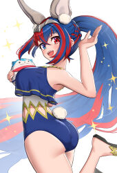 Rule 34 | 1girl, absurdres, alear (female) (fire emblem), alear (fire emblem), animal ears, ass, ass focus, blue eyes, blue hair, blush, braid, breasts, crossed bangs, fire emblem, fire emblem engage, foot out of frame, frills, gonzarez, highres, huge ass, legs, long hair, looking at viewer, medium breasts, multicolored hair, nintendo, official alternate costume, official alternate hairstyle, one-piece swimsuit, open mouth, rabbit ears, rabbit tail, red eyes, red hair, sandals, smile, solo, sommie (fire emblem), split-color hair, swimsuit, tail, thighs, tiara, toeless footwear, two-tone hair, very long hair