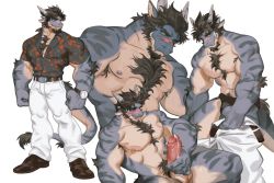 Rule 34 | 1boy, abs, absurdres, bara, belt, black hair, black male underwear, blush, briefs, bulge, chest hair, collage, completely nude, dragon boy, dragon horns, dragon tail, erection, facial hair, furry, furry male, goatee, hawaiian shirt, highres, horns, large pectorals, male focus, male masturbation, male underwear, masturbation, mature male, multiple views, muscular, muscular male, navel, navel hair, neilos, nipple piercing, nipple rings, nipples, nude, original, pants, partially unbuttoned, pectoral cleavage, pectorals, penis, piercing, scar, scar on face, scar on nose, shirt, short hair, sideburns, stomach, tail, thick thighs, thighs, tight clothes, tight shirt, topless male, uncensored, underwear, undressing, watch, white background, white pants, wristwatch