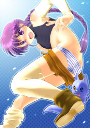 Rule 34 | 1boy, androgynous, angelous lazward, ass, assisted exposure, blush, boots, braid, butt crack, cat, clothes pull, detached sleeves, embarrassed, heterochromia, long hair, looking back, male focus, open mouth, original, panties, pants, pants pull, panty pull, pulling another&#039;s clothes, purple eyes, purple hair, shorts, shorts pull, solo, sovereign (yagisaka seto), striped clothes, striped panties, sweatdrop, thighhighs, trap, underwear, white thighhighs, yagisaka seto