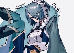 Rule 34 | 1girl, blue eyes, blue hair, blue pantyhose, dated, fire emblem, fire emblem fates, hair over one eye, happy birthday, highres, japanese clothes, looking at viewer, nam3737373, nintendo, pantyhose, setsuna (fire emblem), solo, white headdress