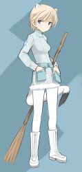 Rule 34 | 00s, 10s, 1girl, animal ears, brave witches, broom, hands in pockets, nikka edvardine katajainen, pantyhose, shimada fumikane, solo, strike witches, tail, weasel ears, weasel tail, white pantyhose, world witches series