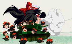 6+girls dosuyukkuri female_focus hakurei_reimu military military_vehicle motor_vehicle multiple_girls tank touhou yukkuri_reimu yukkuri_shiteitte_ne