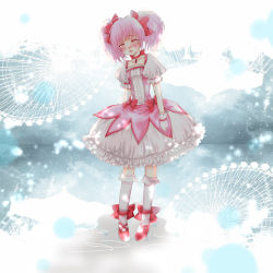 Rule 34 | 10s, 1girl, bad id, bad pixiv id, bubble skirt, closed eyes, gloves, kaname madoka, magical girl, mahou shoujo madoka magica, mahou shoujo madoka magica (anime), pink hair, shoes, short hair, short twintails, skirt, sola1124, solo, tears, twintails