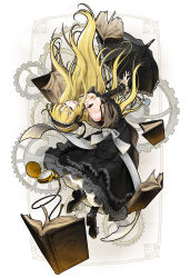 Rule 34 | 1girl, absurdres, blonde hair, book, closed eyes, gears, gosick, highres, kiseru, long hair, nobuya, aged up, open mouth, parasol, smoking pipe, pocket watch, revision, solo, umbrella, victorica de blois, watch