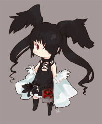 Rule 34 | 1girl, black hair, borrowed character, chibi, inemuri uno, original, red eyes, solo