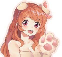 Rule 34 | 10s, 1girl, aikatsu!, aikatsu! (series), animal ears, bad id, bad pixiv id, brown hair, looking at viewer, ozora akari, open mouth, red eyes, shovelwall, shovelwell, simple background, smile, solo, white background