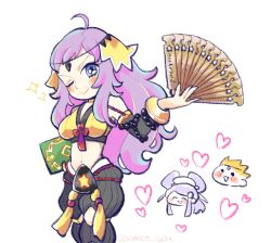 Rule 34 | 1boy, 2girls, ahoge, bare shoulders, breasts, cosplay, family, father and daughter, fire emblem, fire emblem fates, hand fan, highres, holding, holding fan, looking at viewer, medium breasts, mother and daughter, multiple girls, nintendo, odin (fire emblem), one eye closed, ophelia (fire emblem), orochi (fire emblem), orochi (fire emblem) (cosplay), purple hair, upper body, yomico 2gou