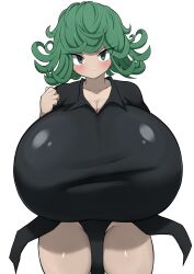 Rule 34 | 1girl, absurdres, alternate breast size, breasts, gigantic breasts, green eyes, green hair, highres, jaga334, one-punch man, solo, tatsumaki