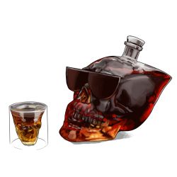 Rule 34 | alcohol, cup, drinking glass, glass bottle, no humans, original, shot glass, skull, still life, studiolg, sunglasses, transparent background