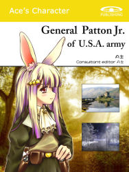 Rule 34 | 1girl, acea4, animal ears, cover, cover page, gender request, genderswap, george s patton, gun, hair ornament, hairclip, handgun, holster, military, osprey publishing, parody, rabbit ears, revolver, solo, united states, weapon, world war ii