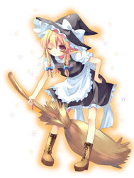 Rule 34 | 1girl, bad id, bad pixiv id, bent over, blonde hair, bow, braid, broom, female focus, hair bow, hand on own hip, hat, hip focus, kirisame marisa, kosuzume, long hair, one eye closed, solo, star (symbol), touhou, wink, witch, witch hat, yellow eyes