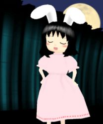 Rule 34 | animal ears, animated, animated gif, closed eyes, dress, female focus, full moon, hands on own hips, inaba tewi, lowres, moon, rabbit ears, solo, touhou