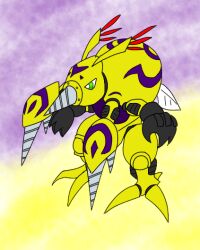 Rule 34 | bug, digimon, digimon (creature), digmon, drill, exoskeleton, green eyes, multiple arms, solo
