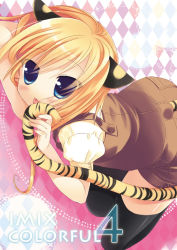 Rule 34 | 1girl, :p, all fours, animal ears, blonde hair, sazaki ichiri, solo, tail, thighhighs, tiger ears, tiger tail, tongue, tongue out