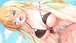 1boy 1girl breasts cum cum_in_pussy dmm dmm.com dmm_games game_cg highres navel nipples sex twinkle_star_knights