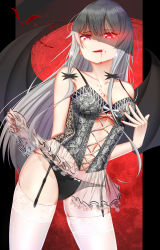 Rule 34 | 1girl, absurdres, aged up, atom b, bat (animal), bat wings, black panties, blood, blood drip, blood from mouth, blood on breasts, blood on face, bow, bow panties, breasts, commentary request, cross-laced clothes, fangs, full moon, grey hair, hair ribbon, hair strand, heart, heart-shaped pupils, highres, lace, licking lips, lingerie, long hair, looking at viewer, medium breasts, moon, nail polish, night, panties, purple eyes, red moon, red nails, ribbon, see-through, solo, sophie twilight, standing, symbol-shaped pupils, thighhighs, thighs, tonari no kyuuketsuki-san, tongue, tongue out, tress ribbon, underwear, vampire, very long hair, white thighhighs, wings