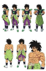 Rule 34 | 1boy, abs, armor, bara, black hair, broly (dragon ball super), clothes, dragon ball, dragon ball super, dragon ball super broly, full body, jewelry, long hair, looking at viewer, male focus, muscular, necklace, nipples, pants, pectorals, scar, serious, shirt, shoes, simple background, solo, standing, torn clothes