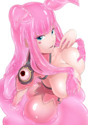Rule 34 | + +, 1girl, ass, blunt bangs, blush stickers, grabbing another&#039;s breast, breasts, grabbing, highres, large breasts, looking at viewer, looking up, melona (queen&#039;s blade), melona (queen's blade), monster girl, ookuni hakumai, open mouth, pink hair, prehensile hair, protean assassin melona, puddle, queen&#039;s blade, shrug (clothing), slime (substance), slime girl, solo, white background