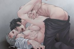 Rule 34 | 10s, 2boys, abs, anal, blood, clothed sex, kougami shin&#039;ya, makishima shougo, male focus, male penetrated, missionary, multiple boys, muscular, nude, pectorals, psycho-pass, sex, undressing, yaoi