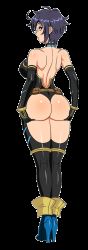 Rule 34 | 1girl, ahoge, akiranime, animated, animated gif, ankle boots, ass, ass cutout, ass grab, backless outfit, belt pouch, black gloves, black hair, black legwear, blue eyes, boots, borrowed character, breasts, chaps, clothing cutout, elbow gloves, eyeshadow, female focus, full body, gloves, high heel boots, high heels, impossible clothes, jiggle, large breasts, leotard, makeup, mole, mole under eye, myria loussier, original, pouch, short hair, simple background, skin tight, solo, standing, thong leotard, transparent background