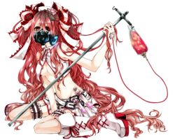 Rule 34 | blood, blood bag, boots, breasts, calne ca (deino), gas mask, hat, long hair, lowres, mask, nurse, nurse cap, small breasts, surgeon, vocaloid