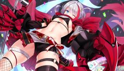 Rule 34 | 1girl, ;), admiral graf spee (azur lane), admiral graf spee (world&#039;s cutest) (azur lane), anchor, asymmetrical legwear, azur lane, bike shorts, black bra, black thighhighs, blue eyes, blush, bra, breasts, commentary, covered erect nipples, covered mouth, cowboy shot, detached sleeves, fishnet thighhighs, fishnets, from below, groin, hair over one eye, highres, holding, holding microphone, manjuu (azur lane), mechanical hands, medium breasts, medium hair, microphone, midriff, mismatched legwear, multicolored hair, navel, one eye closed, plaid, plaid skirt, red hair, red scarf, red skirt, revealing clothes, scarf, sereneandsilent, silver hair, skirt, smile, solo, stage, streaked hair, thigh strap, thighhighs, thighs, underboob, underwear, upskirt