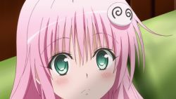 Rule 34 | 10s, animated, animated gif, ass, breasts, demon tail, green eyes, lala satalin deviluke, large breasts, long hair, navel, nipples, nude, pink hair, screencap, solo, tail, to love-ru, to love-ru darkness