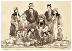 Rule 34 | 5girls, 6+boys, akunbek, amira, bad id, bad pixiv id, balkirsh, bird, boots, braid, brother and sister, brothers, carpet, chalg, chicken, family, father and daughter, father and son, goat, group picture, headdress, highres, hug, husband and wife, indesign, jewelry, karluk, long hair, mahatbek, monochrome, mother and daughter, mother and son, multiple boys, multiple girls, otoyomegatari, rostem, sanira, seleke, sepia, sheep, siblings, smile, tileke, tokcan, traditional clothes, yusuf