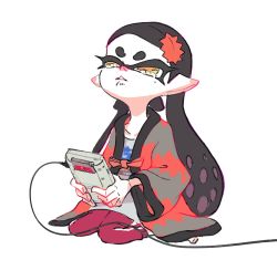 Rule 34 | + +, 1girl, black hair, callie (splatoon), creatures (company), game boy, game boy (original), game freak, game link cable, hair down, handheld game console, hanten (clothes), inkling, nintendo, official art, pants, playing games, pointy ears, pokemon, pokemon rgby, simple background, sitting, solo, splatoon (series), splatoon 1, tearing up, tentacle hair, track pants, wariza, white background