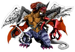Rule 34 | chimairamon, claws, digimon, digimon (creature), highres, open mouth, sharp teeth, solo, teeth, wings