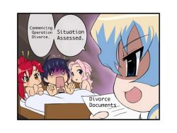 Rule 34 | 00s, 1boy, 3girls, animal, antispiral nia, bad end, bed, blonde hair, blue hair, blush, boota (ttgl), breasts, cheating (relationship), chopsticks, darry adai, hard-translated, multicolored hair, multiple girls, nia teppelin, open mouth, out of character, pink hair, ponytail, red hair, simon (ttgl), smile, surprised, tengen toppa gurren lagann, third-party edit, translated, two-tone hair, yellow eyes, yoko littner