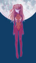 Rule 34 | 1girl, breasts, evangelion: 3.0+1.0 thrice upon a time, expressionless, eyepatch, full, full moon, highres, long hair, moon, neon genesis evangelion, night, night sky, plugsuit, rebuild of evangelion, sky, small breasts, solo, souryuu asuka langley, twintails, yukanaeva