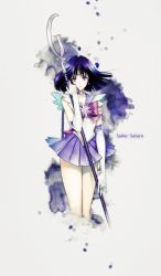 Rule 34 | 1girl, bishoujo senshi sailor moon, black hair, bow, brooch, choker, earrings, elbow gloves, gloves, highres, holding, holding polearm, holding spear, holding weapon, jewelry, magical girl, outer senshi, polearm, purple eyes, purple skirt, sailor collar, sailor saturn, sailor senshi, short hair, silence glaive, skirt, solo, spear, star brooch, tiara, tomoe hotaru, weapon, white gloves, zizizy
