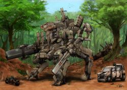 Rule 34 | 4boys, ambush, antennae, armor, army, binoculars, camouflage, cannon, chainsaw, deadspike nine, energy weapon, forest, grass, helmet, hill, male focus, mecha, military, military truck, military uniform, military vehicle, motor vehicle, motorcycle, multiple boys, nature, original, plant, rainforest, robot, rocket launcher, science fiction, soldier, tank, tree, truck, uniform, vehicle, walker (robot), weapon