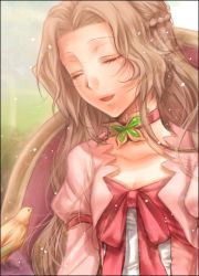Rule 34 | 00s, 1girl, :d, braid, breasts, cleavage, code geass, collarbone, dress, closed eyes, french braid, glv, long sleeves, murakami yuichi, nunnally vi britannia, open mouth, pink dress, small breasts, smile, solo, upper body