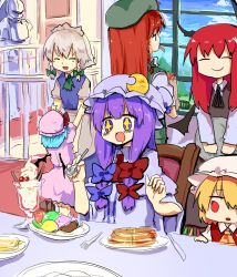 Rule 34 | + +, 6+girls, :d, :o, ^ ^, apron, arm grab, armor, arms up, ascot, back, bad id, bad pixiv id, bag, bat wings, beret, blonde hair, blouse, blue dress, blue hair, blush, bow, braid, butter, cake, capelet, chair, cherry, chibi, china dress, chinese clothes, chips (food), closed eyes, cloud, crescent, door, dress, dress shirt, drooling, eating, embodiment of scarlet devil, excited, female focus, flandre scarlet, food, fork, fruit, full armor, glass, green dress, hair bow, hair ribbon, happy, hat, hat bow, head wings, hime cut, holding, hong meiling, ice cream, izayoi sakuya, kneeling, knife, koakuma, long hair, long sleeves, low-tied long hair, maid, maid apron, maid headdress, mizuga, mob cap, mouth hold, multiple girls, open mouth, pancake, patchouli knowledge, plate, potato chips, purple dress, purple eyes, purple hair, railing, red eyes, red hair, remilia scarlet, ribbon, shirt, short hair, short sleeves, siblings, side braid, silver hair, sisters, sitting, sketch, skirt, skirt set, sky, smile, syrup, table, touhou, tray, tree, tress ribbon, twin braids, vest, waist apron, white shirt, wide sleeves, window, wings