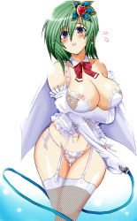 Rule 34 | 1990s (style), 1girl, blush, breasts, bursting breasts, cameltoe, cleavage, crossed legs, curvy, detached collar, elbow gloves, final fantasy, final fantasy iv, fishnet thighhighs, fishnets, garter belt, garter straps, gloves, green hair, hair ornament, hip focus, pussy, large breasts, lingerie, navel, nipple slip, nipples, panties, retro artstyle, rydia (ff4), side-tie panties, solo, thighhighs, tie panties, underwear, whip, white lingerie, yasakani an