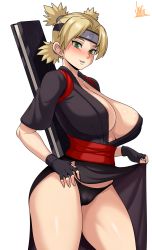 Rule 34 | 1girl, absurdres, bikini, blonde hair, breasts, cleavage, cleft of venus, higher resolution available, highres, huge breasts, jmg, large breasts, naruto, naruto (series), naruto shippuuden, smile, swimsuit, temari (naruto)
