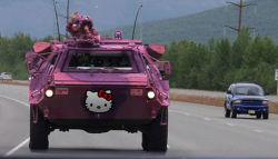 Rule 34 | armored vehicle, army, hello kitty, helmet, lowres, photo (medium), sanrio, soldier, third-party edit, vehicle