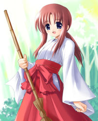 Rule 34 | 1girl, hakama, hakama skirt, japanese clothes, miko, miyashiro karin, red hair, red hakama, skirt, solo, suigetsu, torishimo