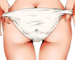 Rule 34 | 1girl, ass, butt crack, close-up, dr rex, female focus, panties, simple background, solo, thigh gap, thighs, underwear, undressing, white background