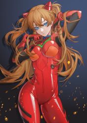 Rule 34 | 1girl, absurdres, alternate hair length, alternate hairstyle, artist request, blue eyes, bodysuit, breasts, brown hair, curvy, expressionless, hair between eyes, hair ornament, highres, lips, long hair, looking at viewer, neon genesis evangelion, pilot suit, plugsuit, red bodysuit, shiny clothes, shiny skin, skin tight, solo, souryuu asuka langley, standing, twintails, two side up, very long hair, wide hips
