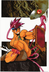 Rule 34 | abs, cum, ejaculation, fighting, male focus, monster, muscular, penis, rape, red hair, shield, shunpei nakata, snake, tentacles, tentaclejob, tentacles on male, tongue, uncensored, weapon, yaoi