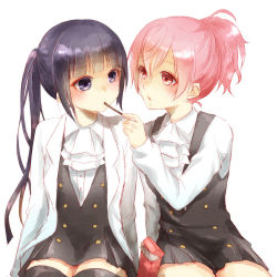 Rule 34 | 10s, black hair, inu x boku ss, pink hair, pocky, ponytail, twintails