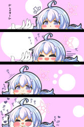 Rule 34 | &gt; &lt;, 1girl, 1other, 4koma, :d, :i, absurdres, ahoge, blue archive, blue eyes, blue hair, blush, chibi, closed eyes, closed mouth, comic, commentary request, gloves, hair between eyes, hair ornament, halo, hands up, highres, kurukurumagical, long hair, low twintails, multicolored hair, notice lines, open mouth, out of frame, pink hair, reisa (blue archive), sensei (blue archive), smile, speed lines, star (symbol), star hair ornament, translation request, twintails, two-tone hair, v-shaped eyebrows, white gloves, xd