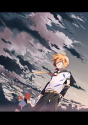 Rule 34 | 1boy, 1girl, brother and sister, cloud, kagamine len, kagamine rin, letterboxed, nagareboshi, siblings, sky, star (sky), star (symbol), starry sky, twins, vocaloid
